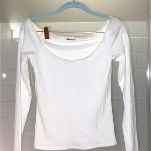 Off shoulder ribbed long sleeve!
